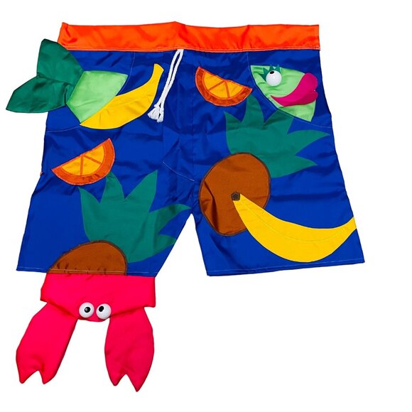 Mens Trunks Tropical Crab Fruit Print Flag Swim Drawstring Closure outdoor 30 - Picture 1 of 7